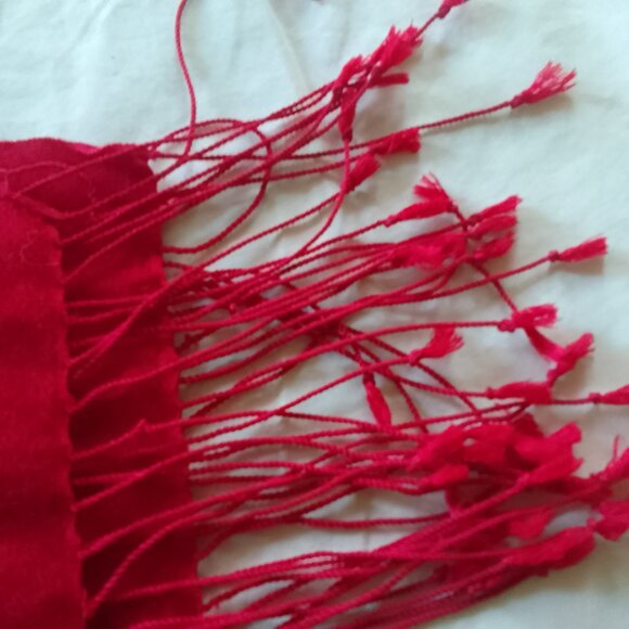 Portolano luxurious cashmere/silk/merino red wool wrap/scarf. - Picture 4 of 7